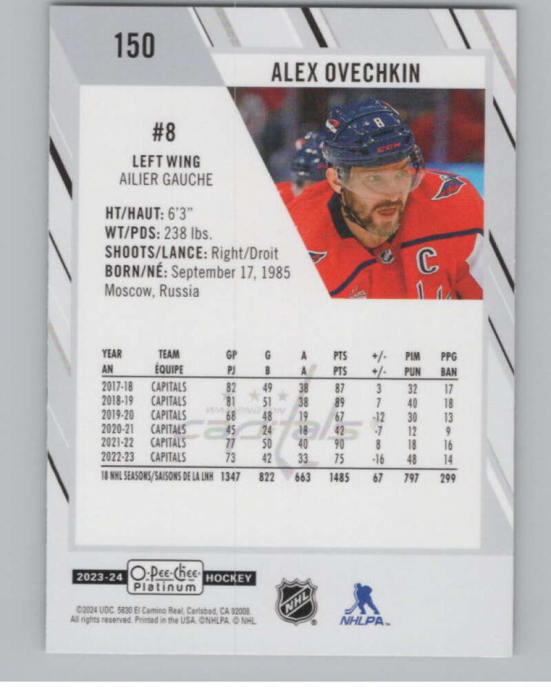 2023-24 O-Pee-Chee Platinum #150 Alex Ovechkin  Washington Capitals  V101950 Image 2