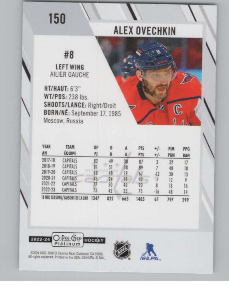 2023-24 O-Pee-Chee Platinum #150 Alex Ovechkin  Washington Capitals  V101951 Image 2