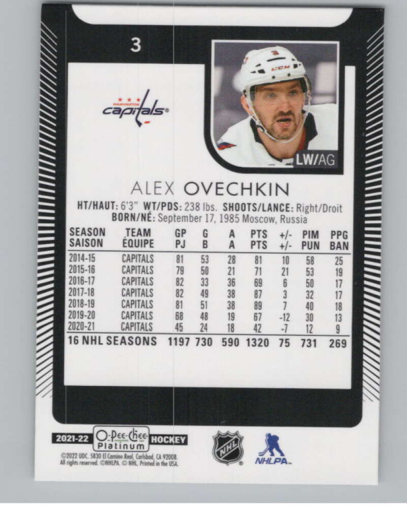 2021-22 O-Pee-Chee Platinum #3 Alex Ovechkin  Washington Capitals  V101953 Image 2