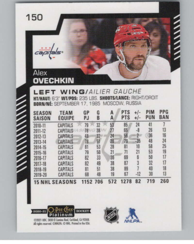 2020-21 O-Pee-Chee Platinum #150 Alex Ovechkin  Washington Capitals  V101959 Image 2