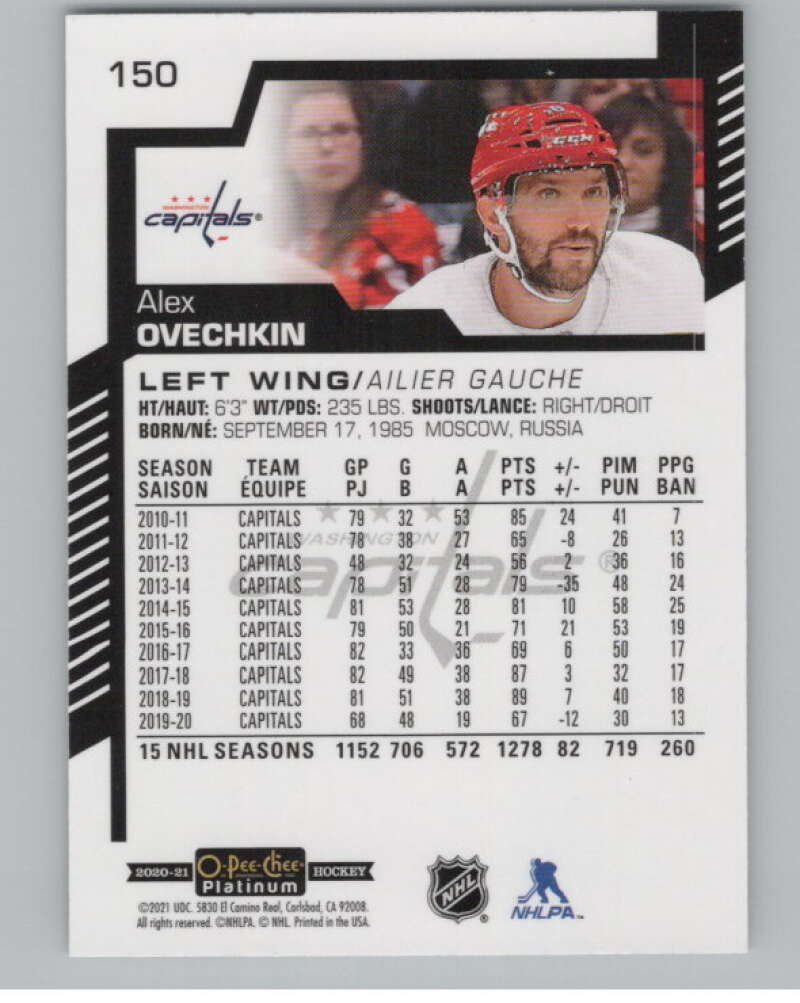 2020-21 O-Pee-Chee Platinum #150 Alex Ovechkin  Washington Capitals  V101960 Image 2