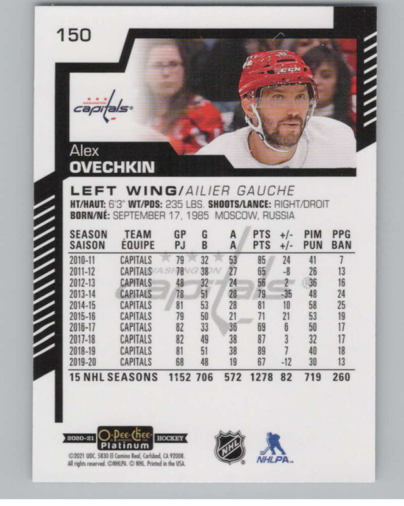 2020-21 O-Pee-Chee Platinum #150 Alex Ovechkin  Washington Capitals  V101965 Image 2