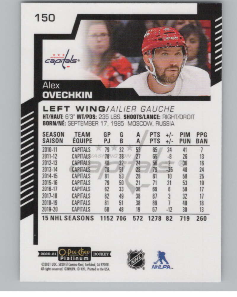 2020-21 O-Pee-Chee Platinum #150 Alex Ovechkin  Washington Capitals  V101967 Image 2