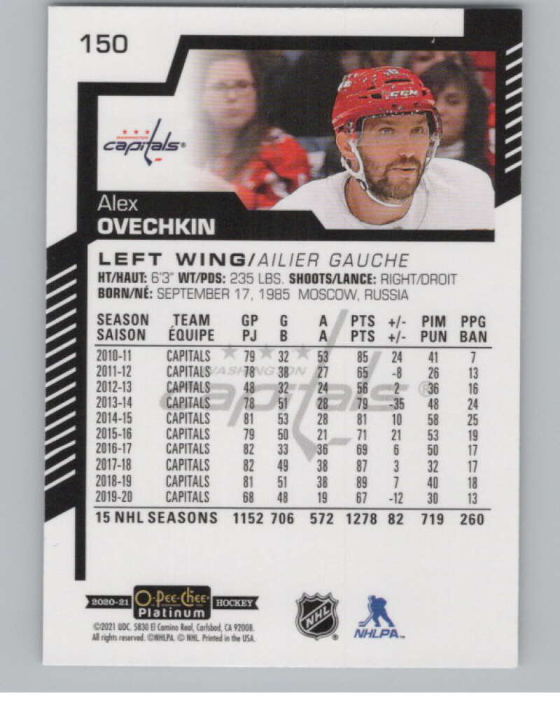 2020-21 O-Pee-Chee Platinum #150 Alex Ovechkin  Washington Capitals  V101970 Image 2