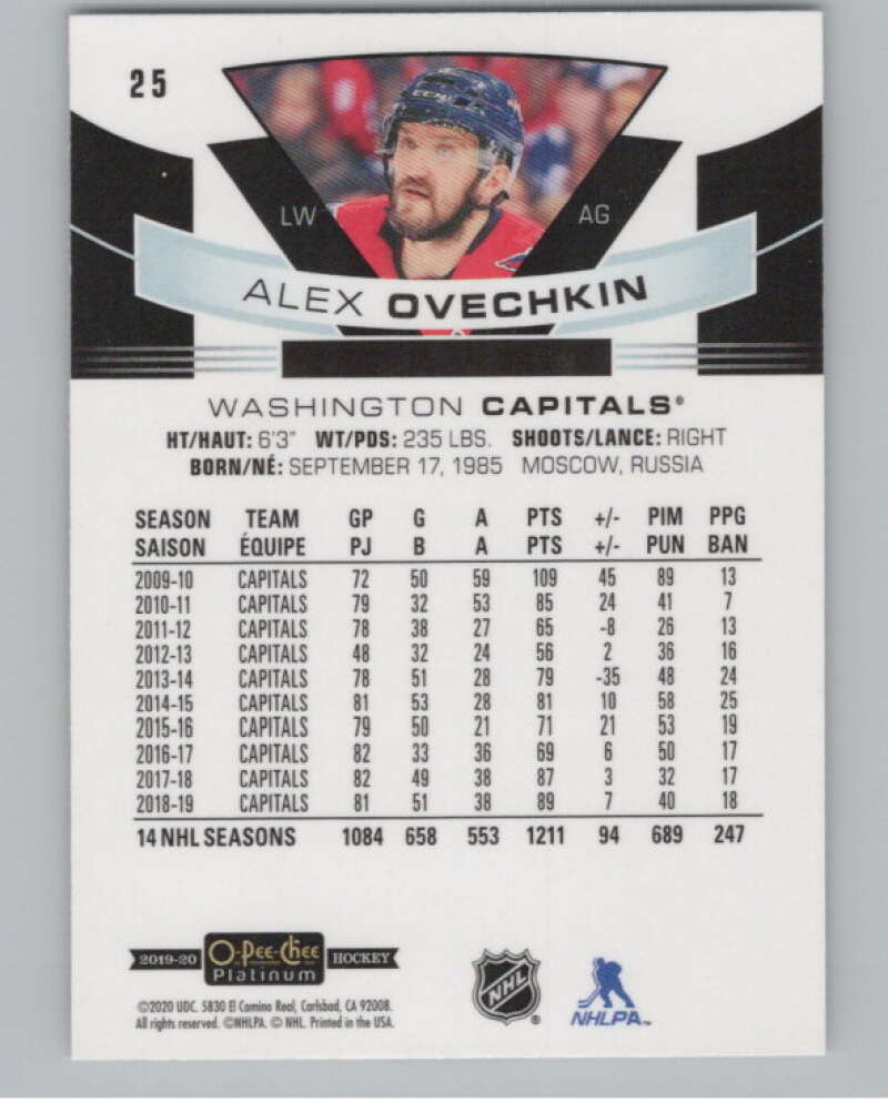 2019-20 O-Pee-Chee Platinum #25 Alexander Ovechkin Capitals  V101971 Image 2