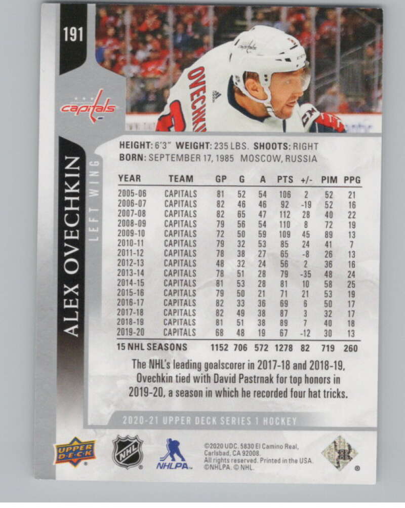 2020-21 Upper Deck #191 Alex Ovechkin  Washington Capitals  V101981 Image 2