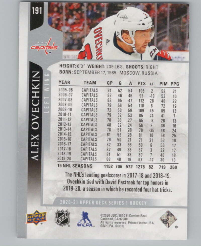 2020-21 Upper Deck #191 Alex Ovechkin  Washington Capitals  V101984 Image 2