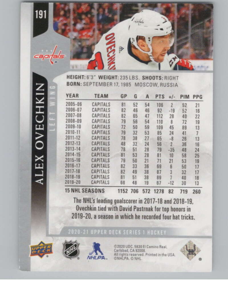 2020-21 Upper Deck #191 Alex Ovechkin  Washington Capitals  V101985 Image 2
