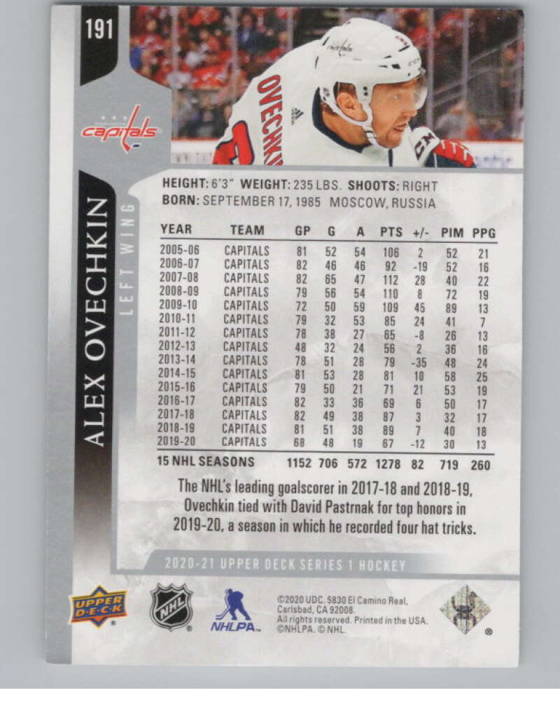 2020-21 Upper Deck #191 Alex Ovechkin  Washington Capitals  V101990 Image 2