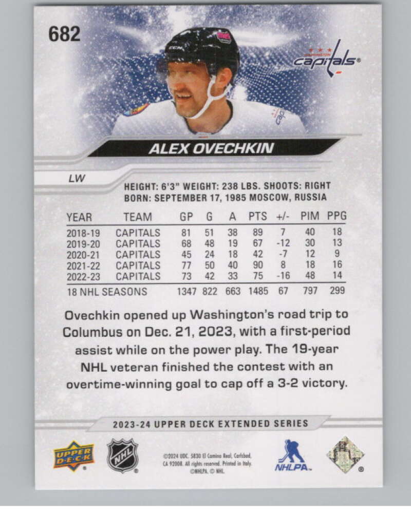 2023-24 Upper Deck Extended Series #682 Alex Ovechkin   Capitals  V102043 Image 2