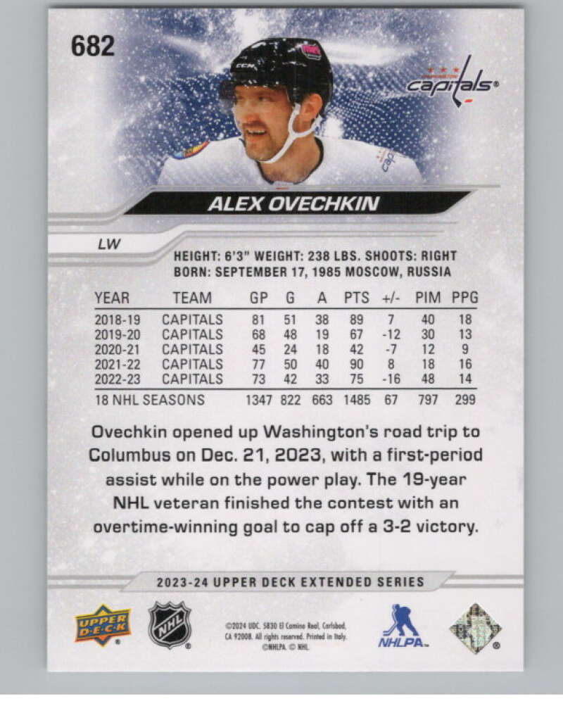 2023-24 Upper Deck Extended Series #682 Alex Ovechkin   Capitals  V102045 Image 2