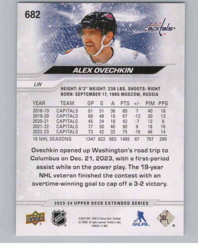 2023-24 Upper Deck Extended Series #682 Alex Ovechkin   Capitals  V102046 Image 2