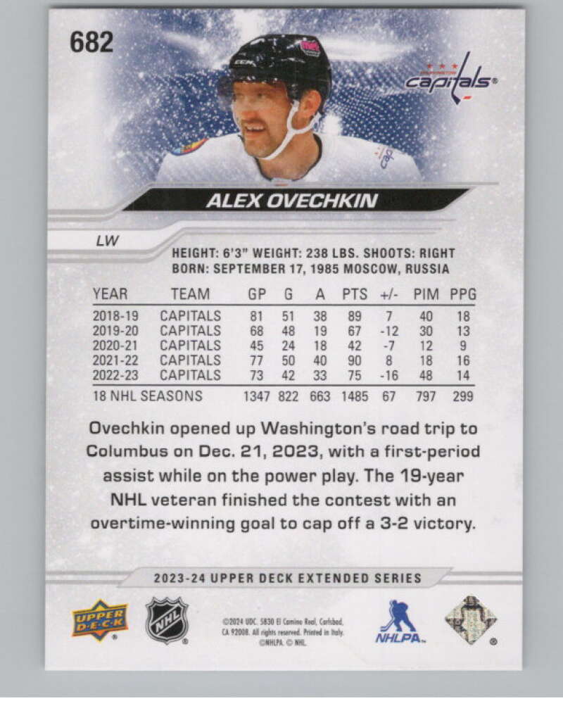 2023-24 Upper Deck Extended Series #682 Alex Ovechkin   Capitals  V102047 Image 2