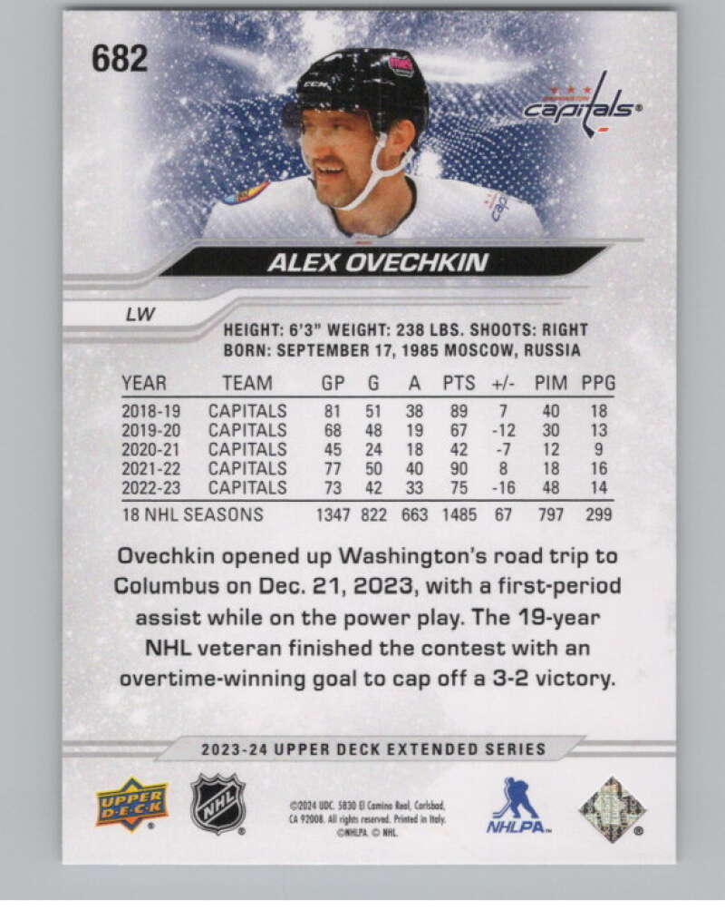 2023-24 Upper Deck Extended Series #682 Alex Ovechkin   Capitals  V102049 Image 2