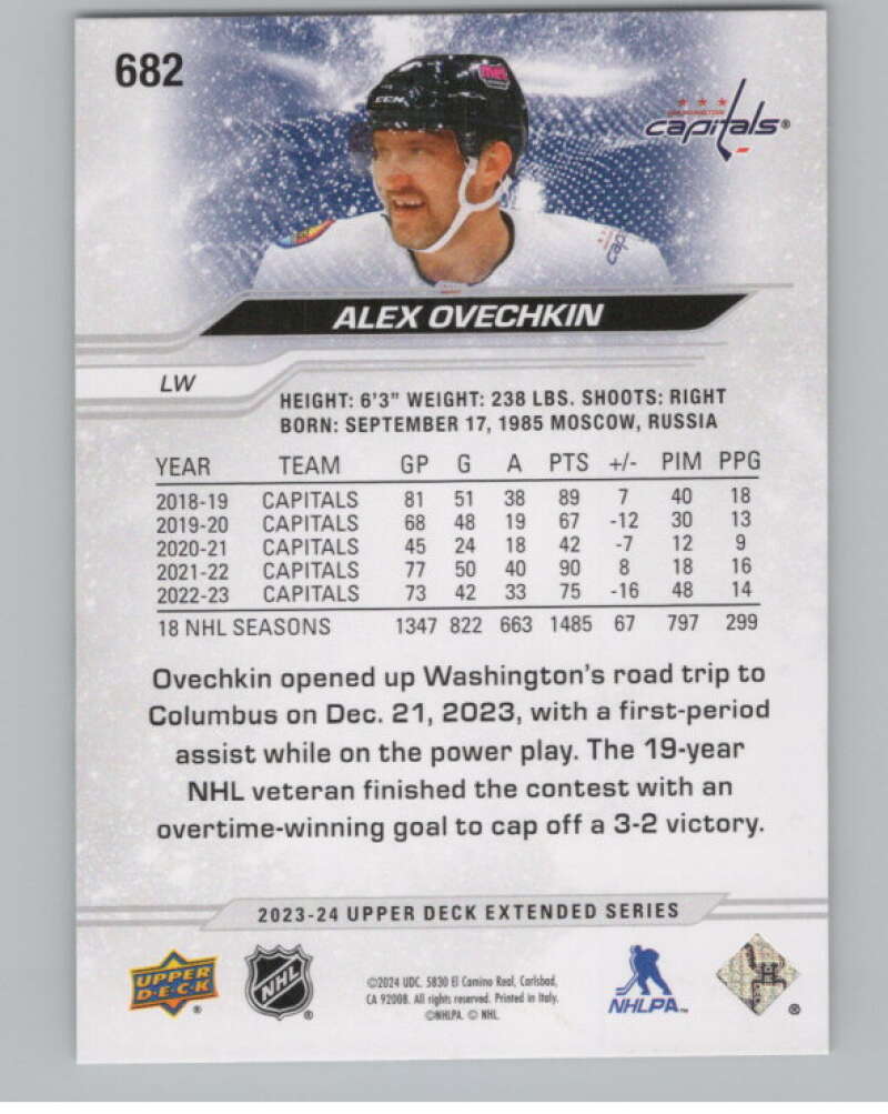 2023-24 Upper Deck Extended Series #682 Alex Ovechkin   Capitals  V102051 Image 2