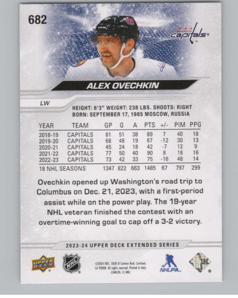 2023-24 Upper Deck Extended Series #682 Alex Ovechkin   Capitals  V102052 Image 2