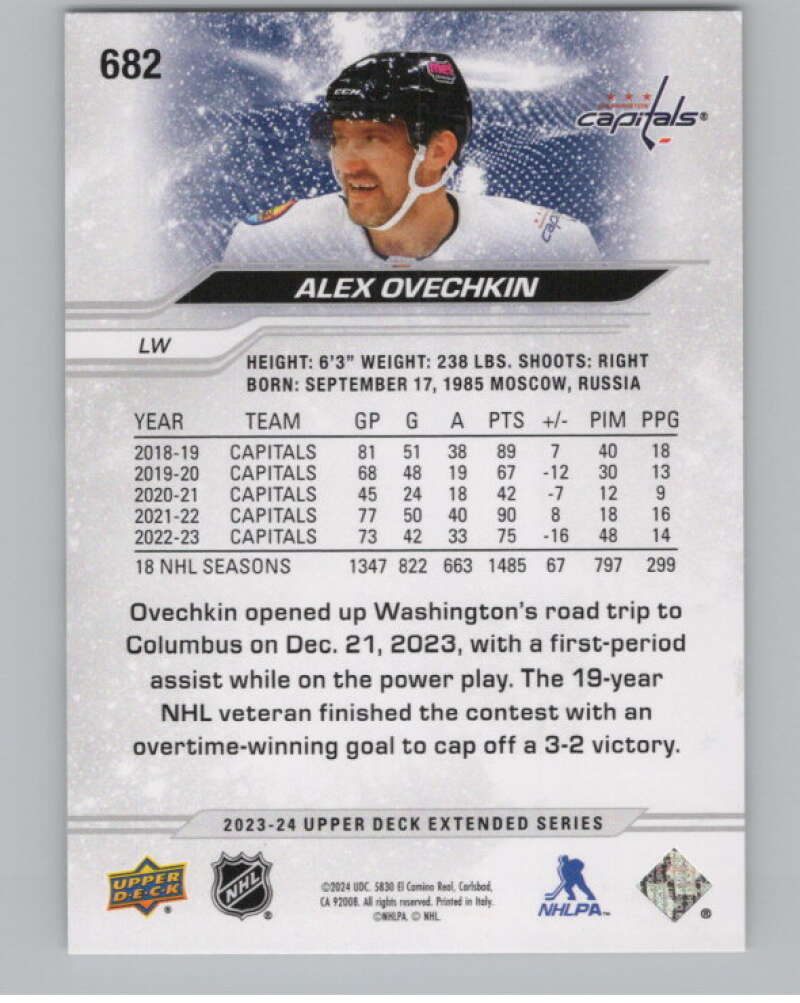 2023-24 Upper Deck Extended Series #682 Alex Ovechkin   Capitals  V102053 Image 2