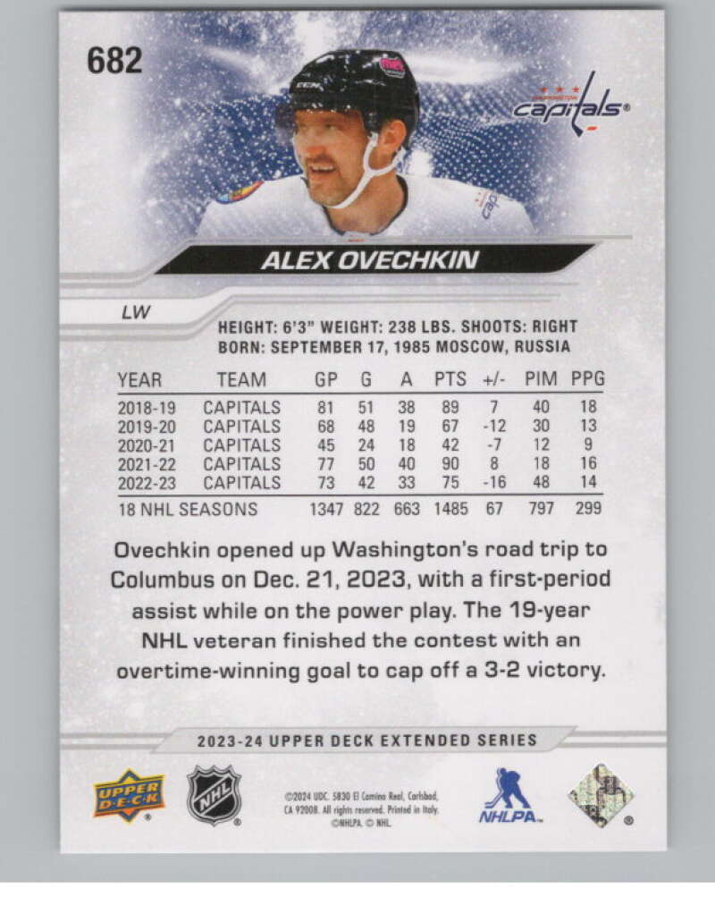 2023-24 Upper Deck Extended Series #682 Alex Ovechkin   Capitals  V102054 Image 2