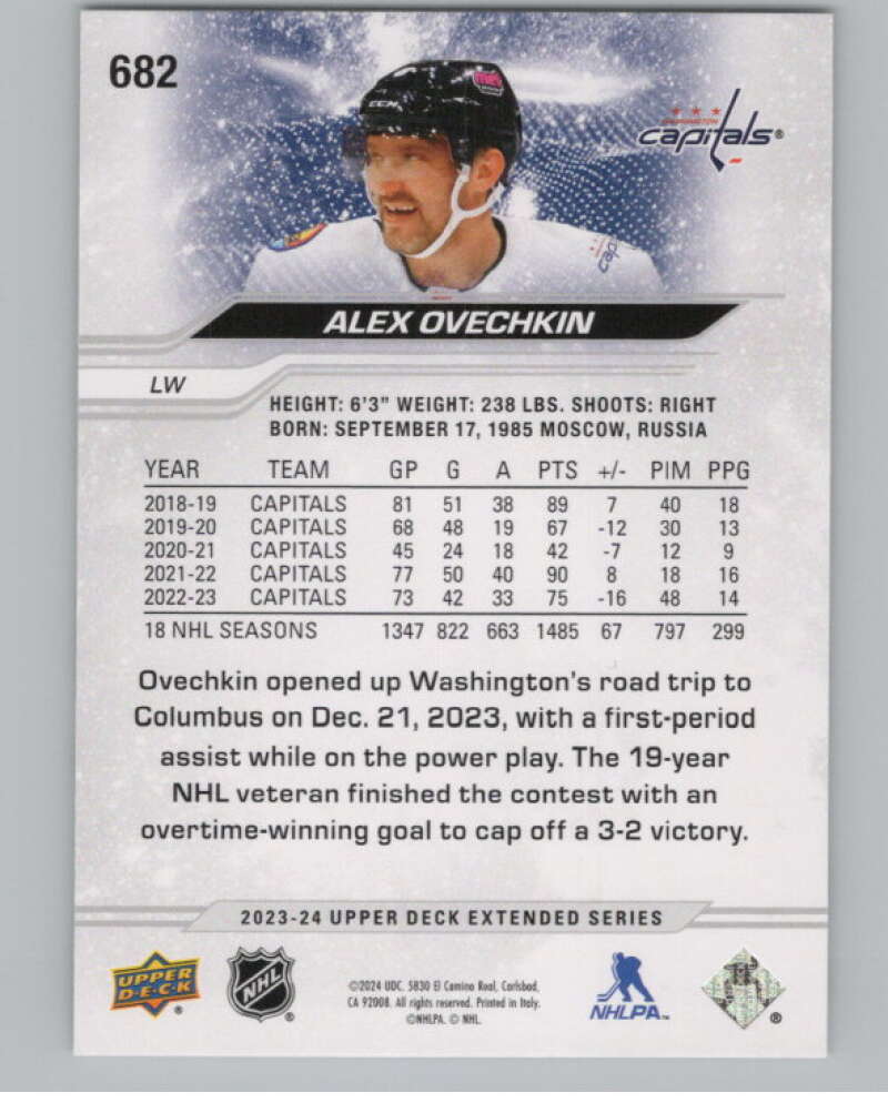 2023-24 Upper Deck Extended Series #682 Alex Ovechkin   Capitals  V102055 Image 2