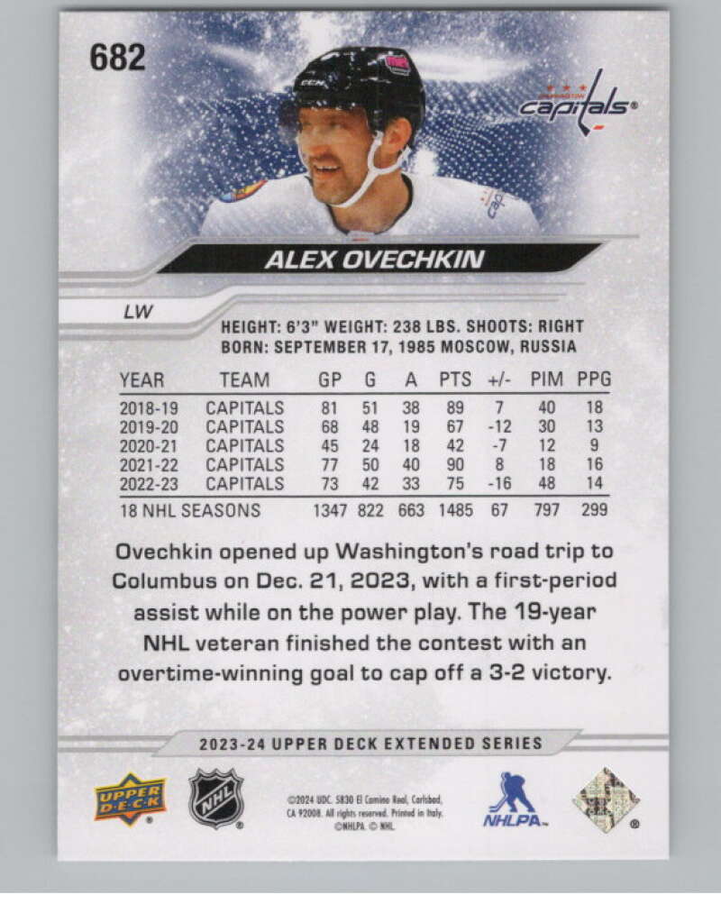 2023-24 Upper Deck Extended Series #682 Alex Ovechkin   Capitals  V102056 Image 2