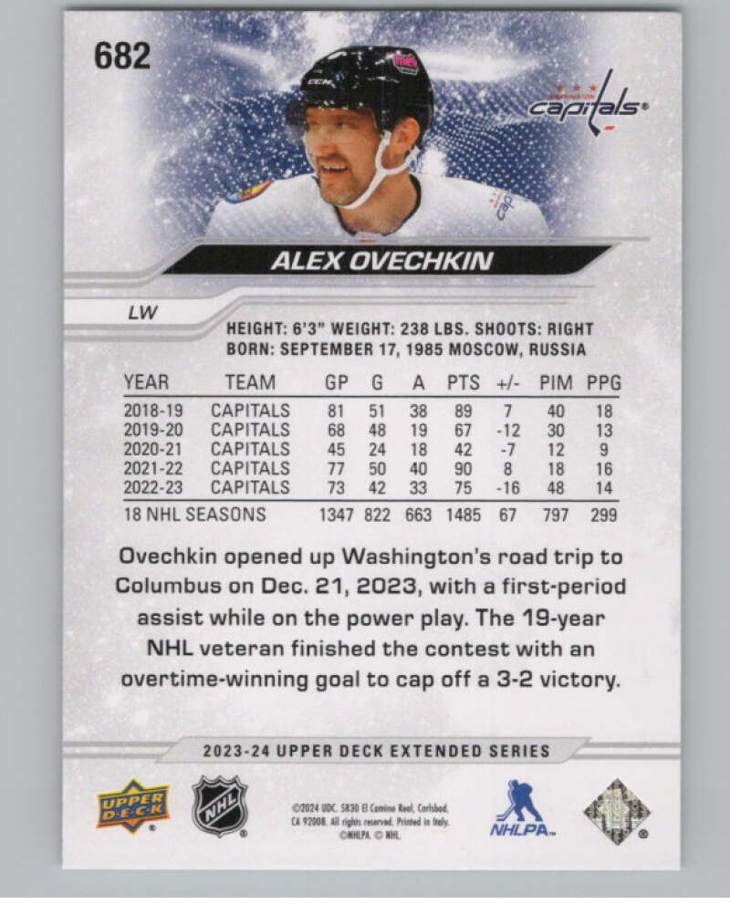 2023-24 Upper Deck Extended Series #682 Alex Ovechkin   Capitals  V102057 Image 2
