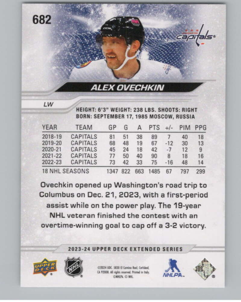 2023-24 Upper Deck Extended Series #682 Alex Ovechkin   Capitals  V102058 Image 2