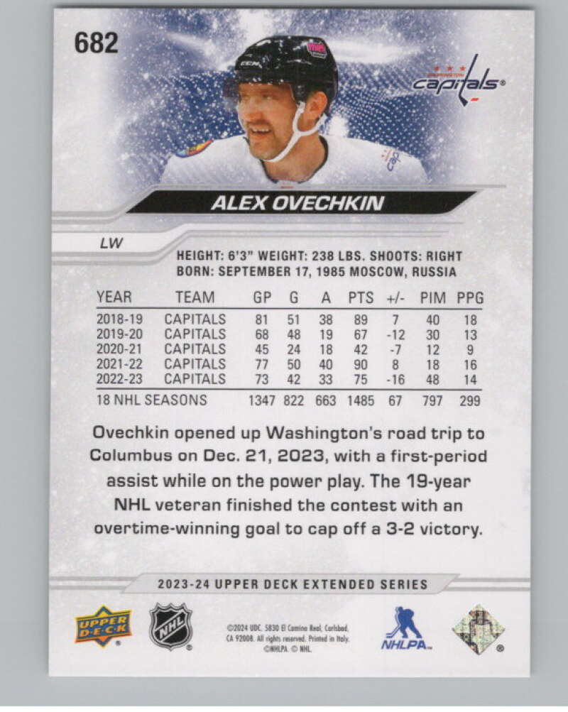 2023-24 Upper Deck Extended Series #682 Alex Ovechkin   Capitals  V102059 Image 2