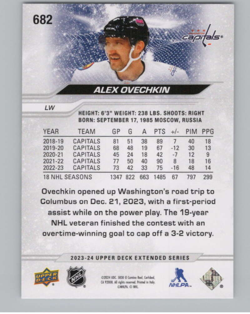 2023-24 Upper Deck Extended Series #682 Alex Ovechkin   Capitals  V102061 Image 2