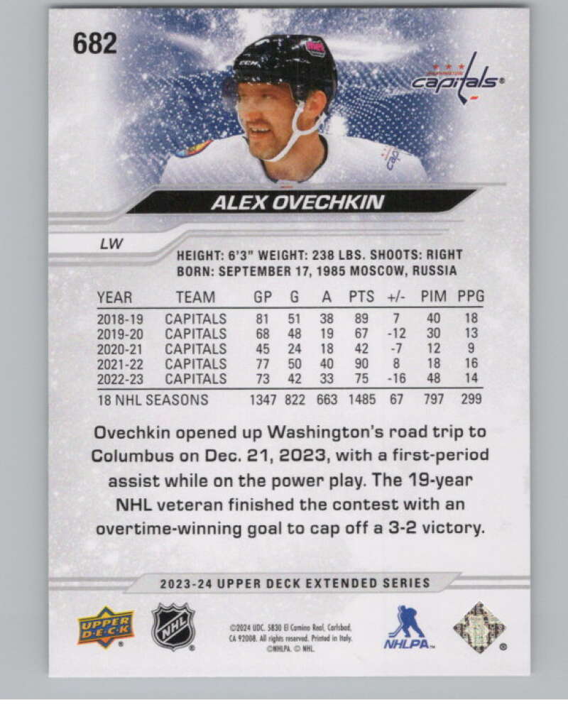 2023-24 Upper Deck Extended Series #682 Alex Ovechkin   Capitals  V102062 Image 2