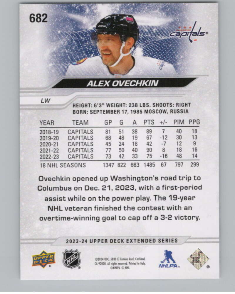 2023-24 Upper Deck Extended Series #682 Alex Ovechkin   Capitals  V102063 Image 2