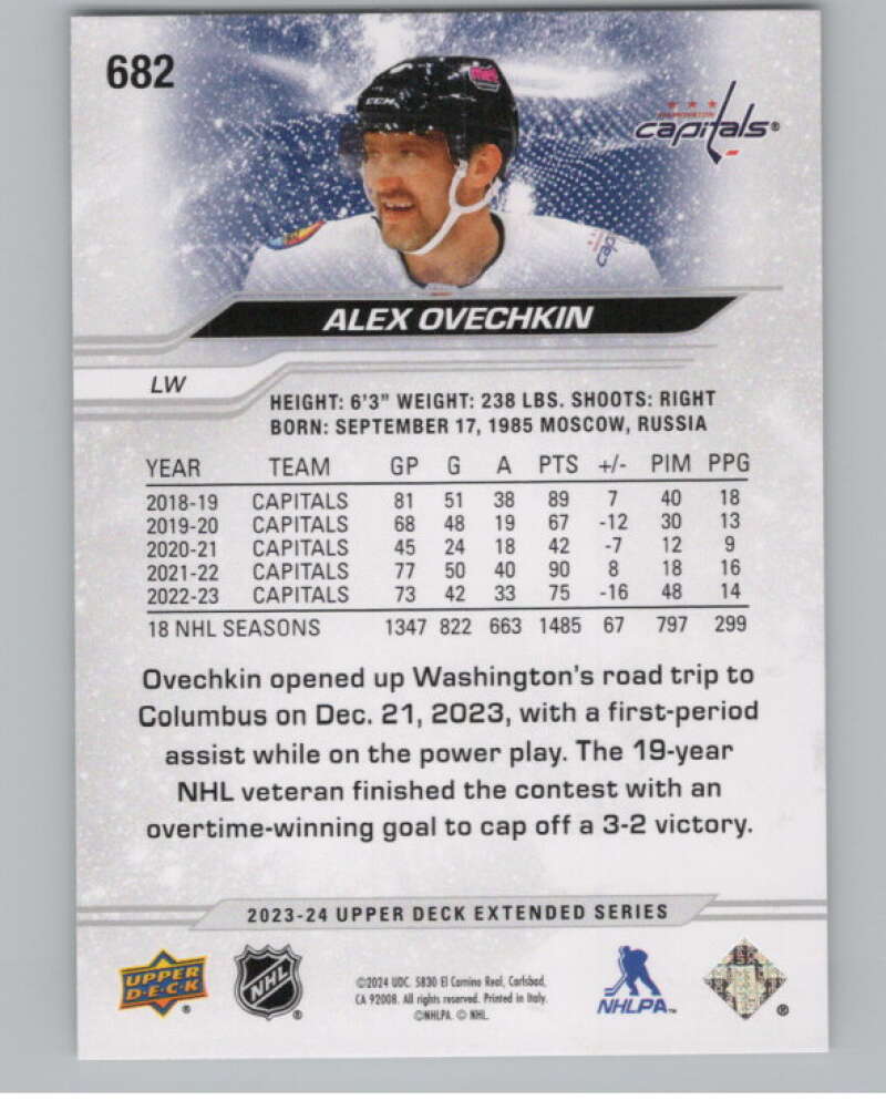 2023-24 Upper Deck Extended Series #682 Alex Ovechkin   Capitals  V102064 Image 2
