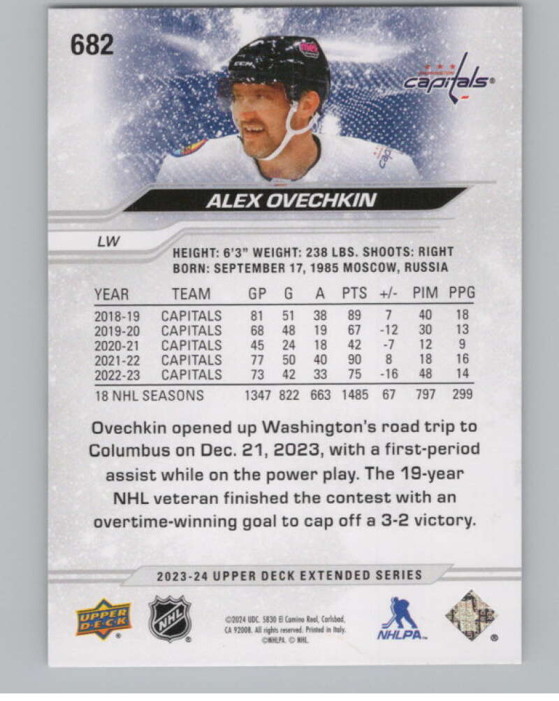 2023-24 Upper Deck Extended Series #682 Alex Ovechkin   Capitals  V102065 Image 2