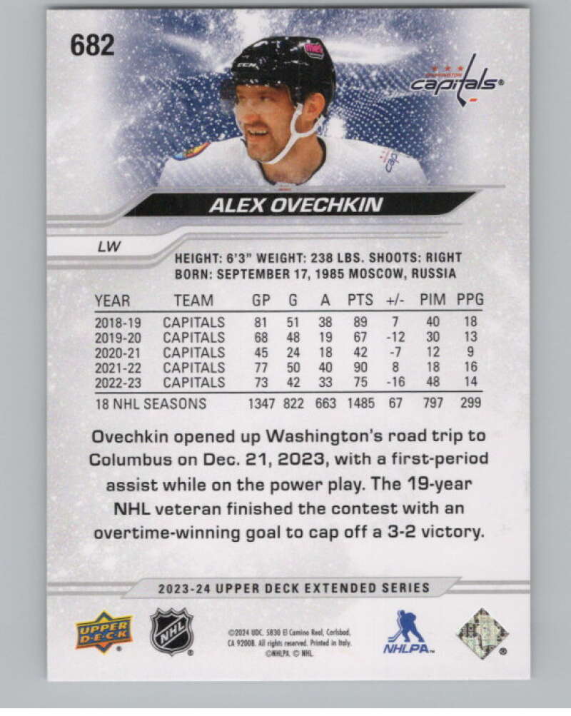 2023-24 Upper Deck Extended Series #682 Alex Ovechkin   Capitals  V102066 Image 2