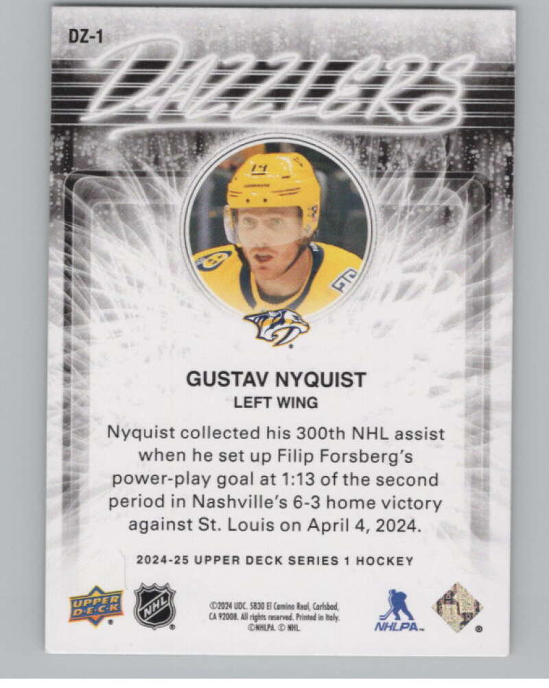 2024-25 Upper Deck Dazzlers Green #DZ-1 Gustav Nyquist  V102092 Image 2