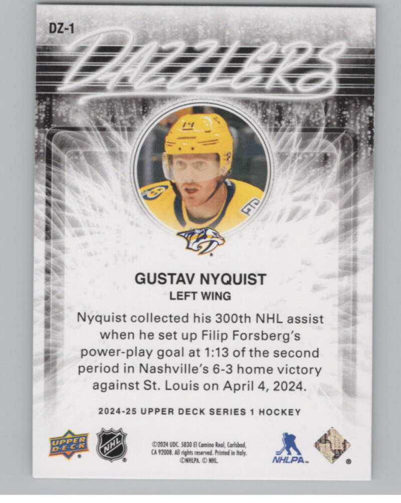 2024-25 Upper Deck Dazzlers Green #DZ-1 Gustav Nyquist  V102093 Image 2