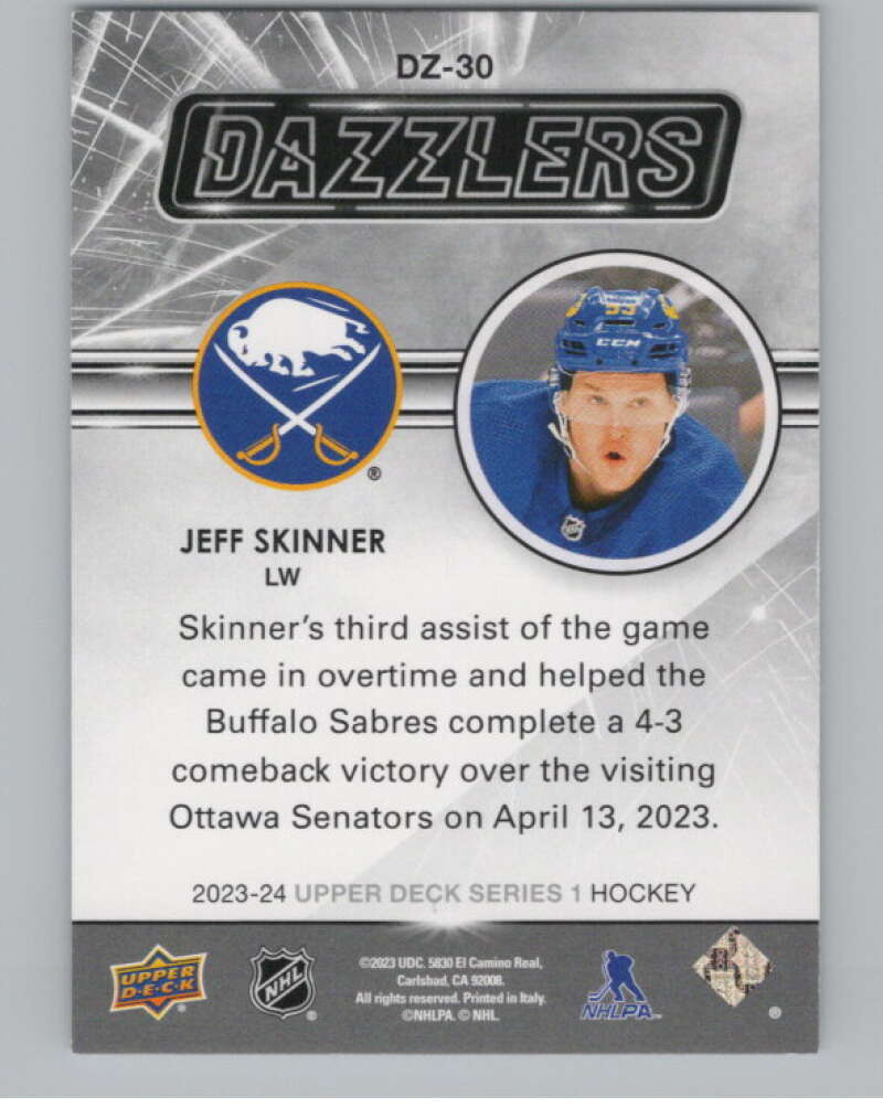 2023-24 Upper Deck Dazzlers Blue #DZ-30 Jeff Skinner  Buffalo Sabres  V102097 Image 2