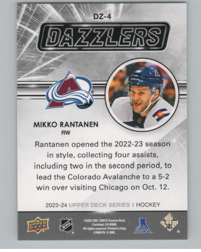 2023-24 Upper Deck Dazzlers Green #DZ-4 Mikko Rantanen Avalanche  V102099 Image 2