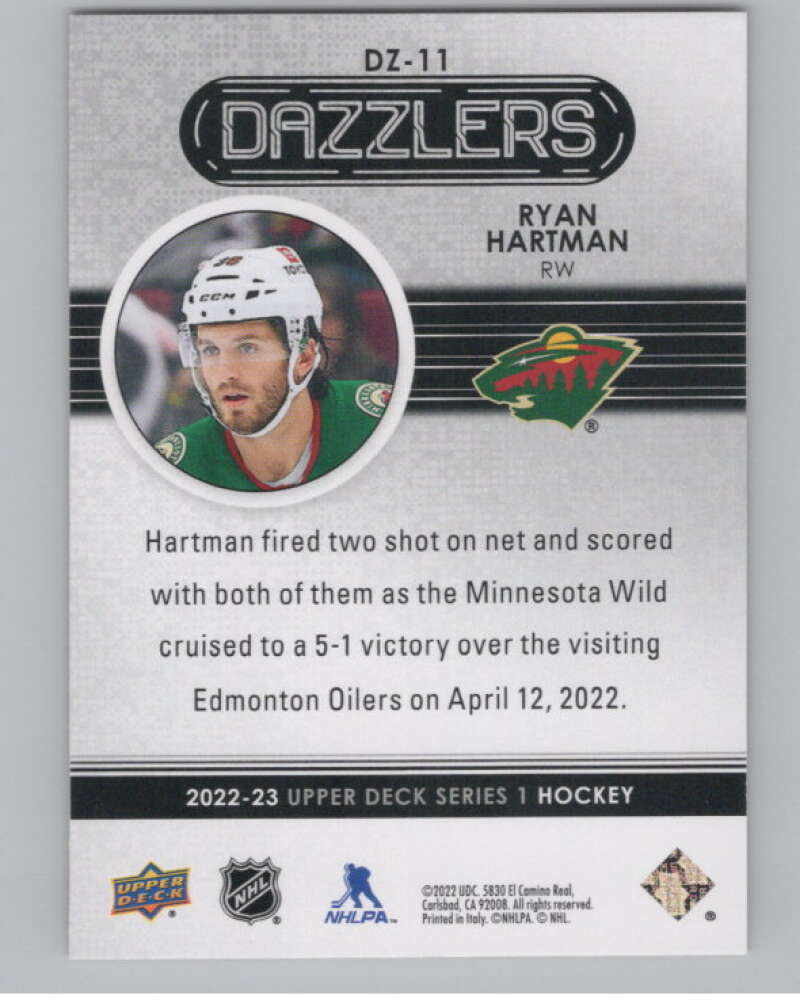 2022-23 Upper Deck Dazzlers Red #DZ-11 Ryan Hartman  Minnesota Wild  V102102 Image 2
