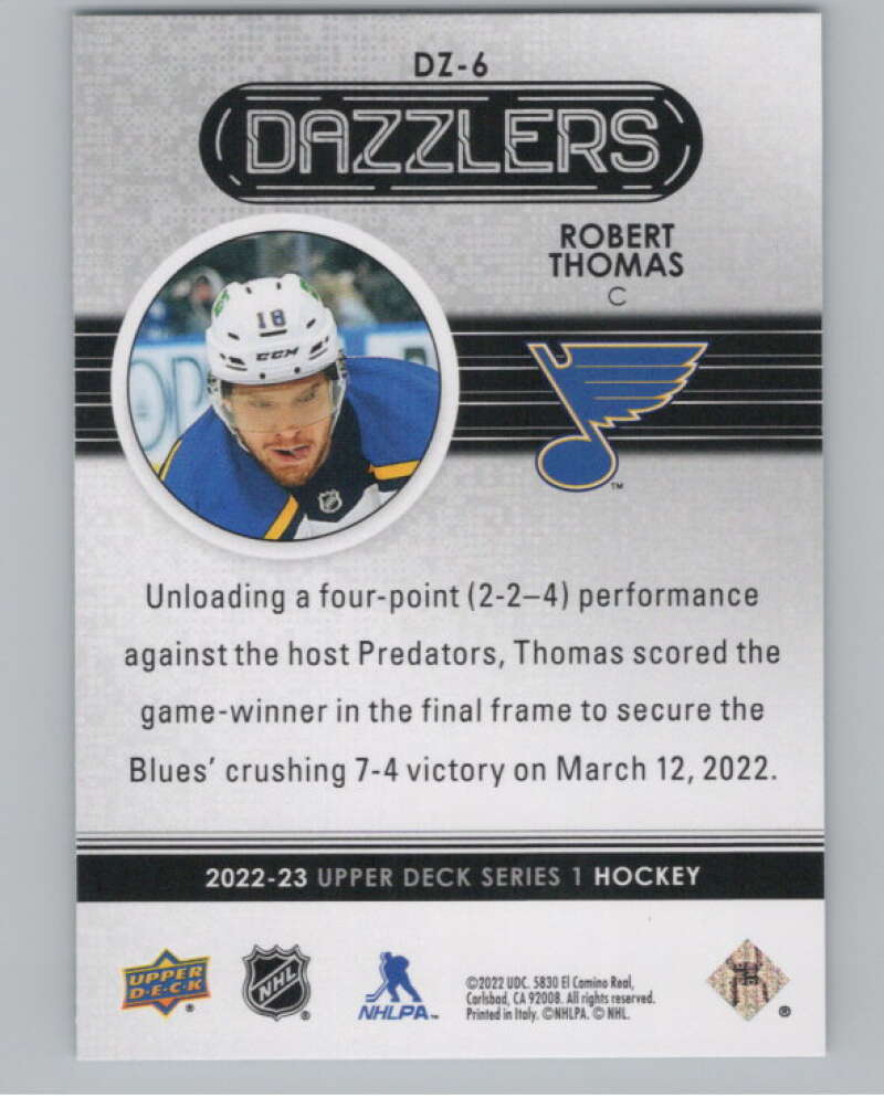 2022-23 Upper Deck Dazzlers Blue #DZ-6 Robert Thomas Blues  V102103 Image 2