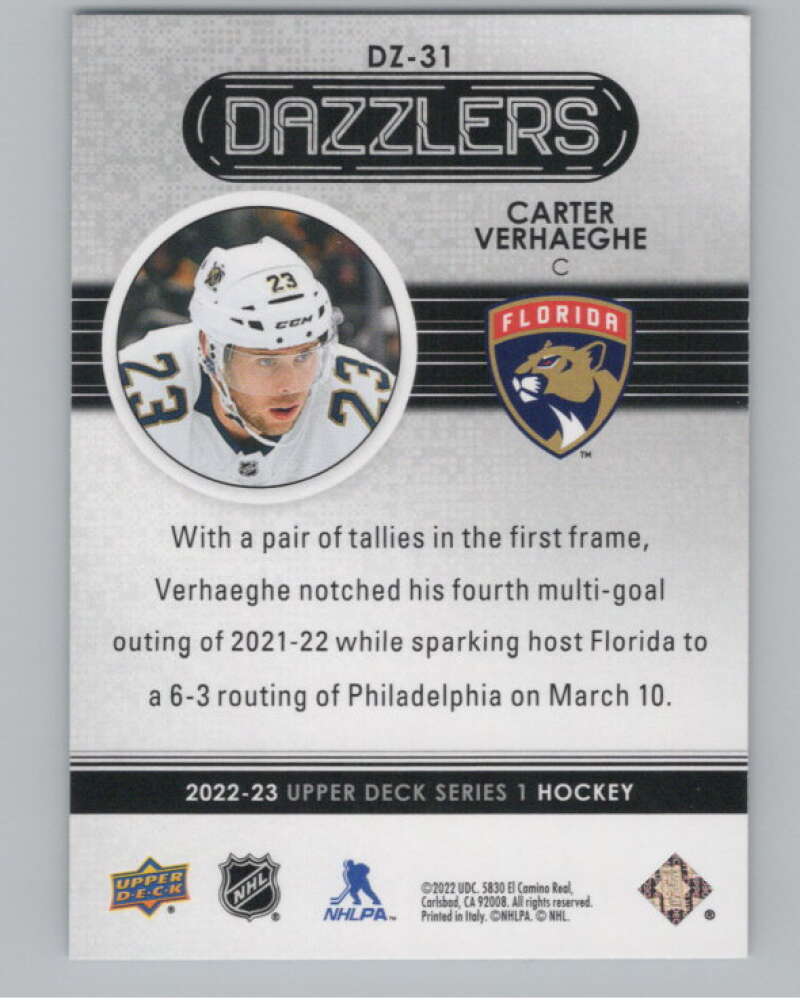 2022-23 Upper Deck Dazzlers Blue #DZ-31 Carter Verhaeghe  V102104 Image 2