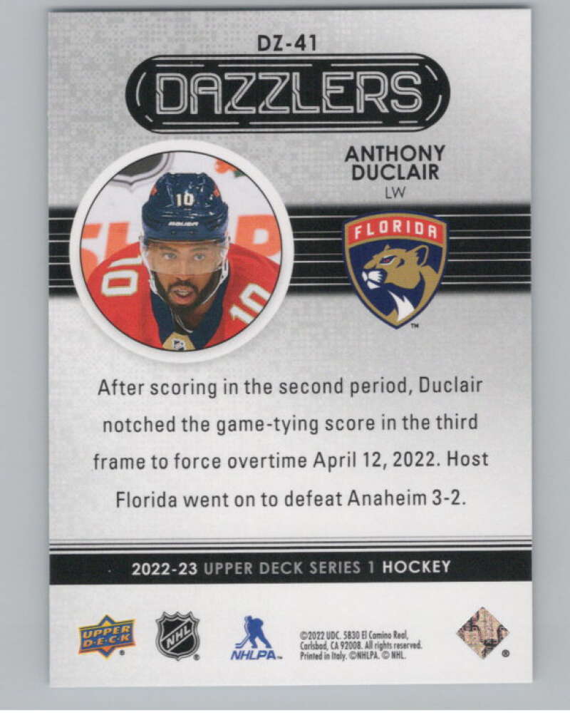 2022-23 Upper Deck Dazzlers Blue #DZ-41 Anthony Duclair Panthers  V102106 Image 2
