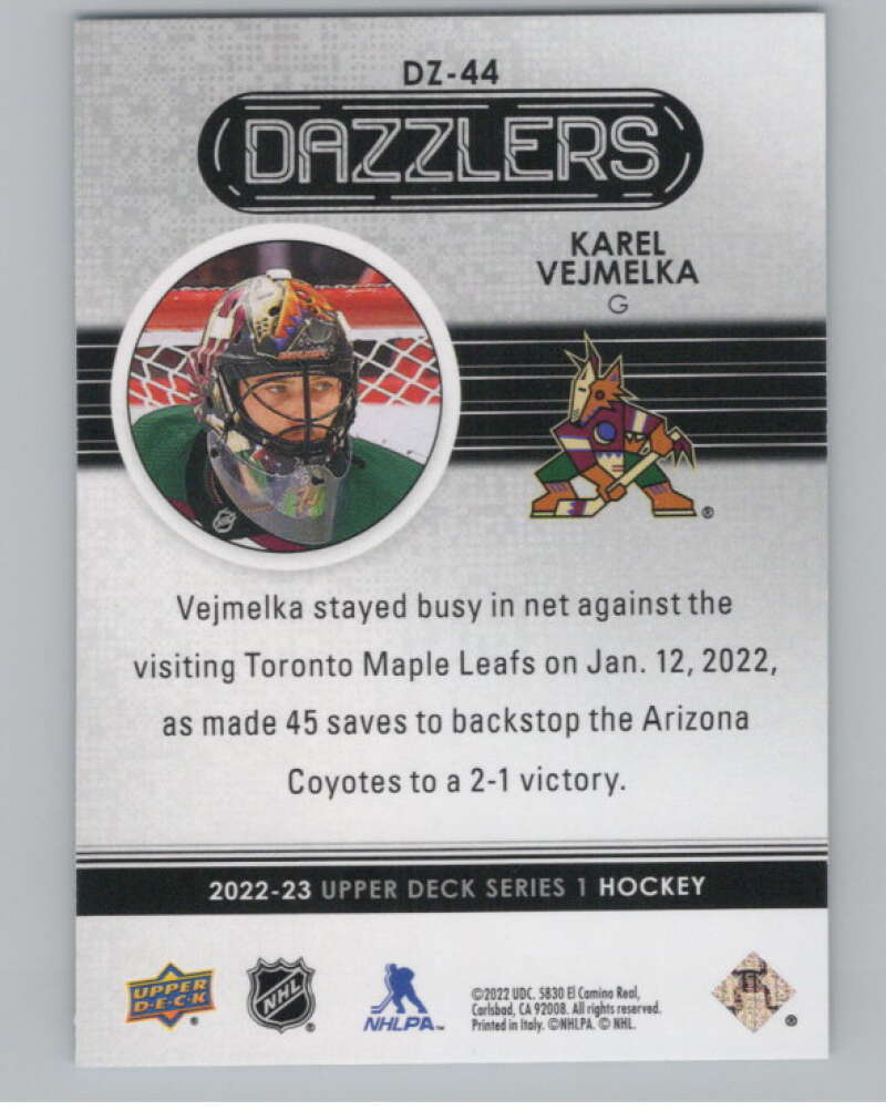 2022-23 Upper Deck Dazzlers Blue #DZ-44 Karel Vejmelka  Arizona Coyotes  V102107 Image 2