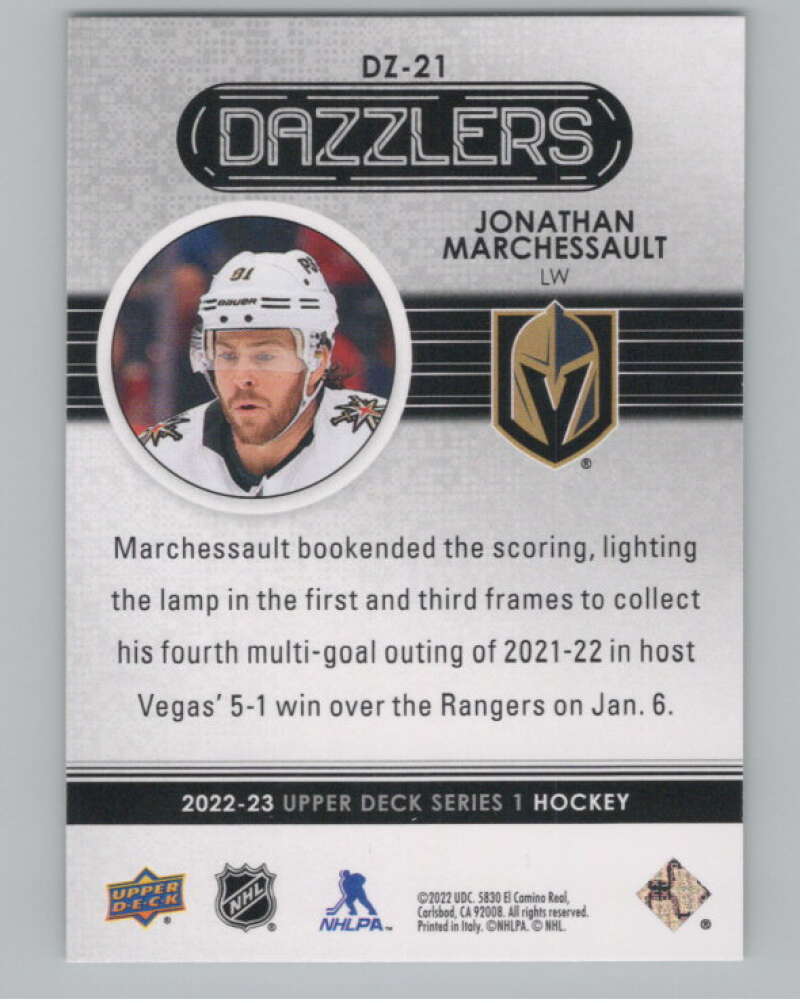 2022-23 Upper Deck Dazzlers Green #DZ-21 Jonathan Marchessault Knights  V102108 Image 2