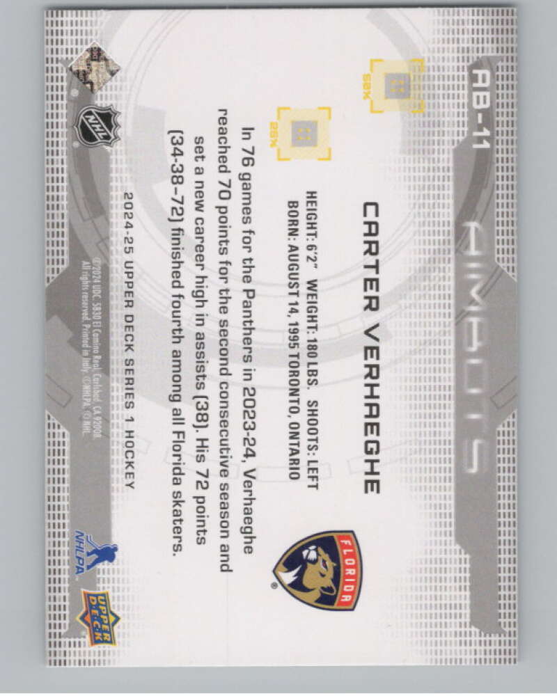 2024-25 Upper Deck Aimbot #AB-11 Carter Verhaeghe  Florida Panthers  V102132 Image 2
