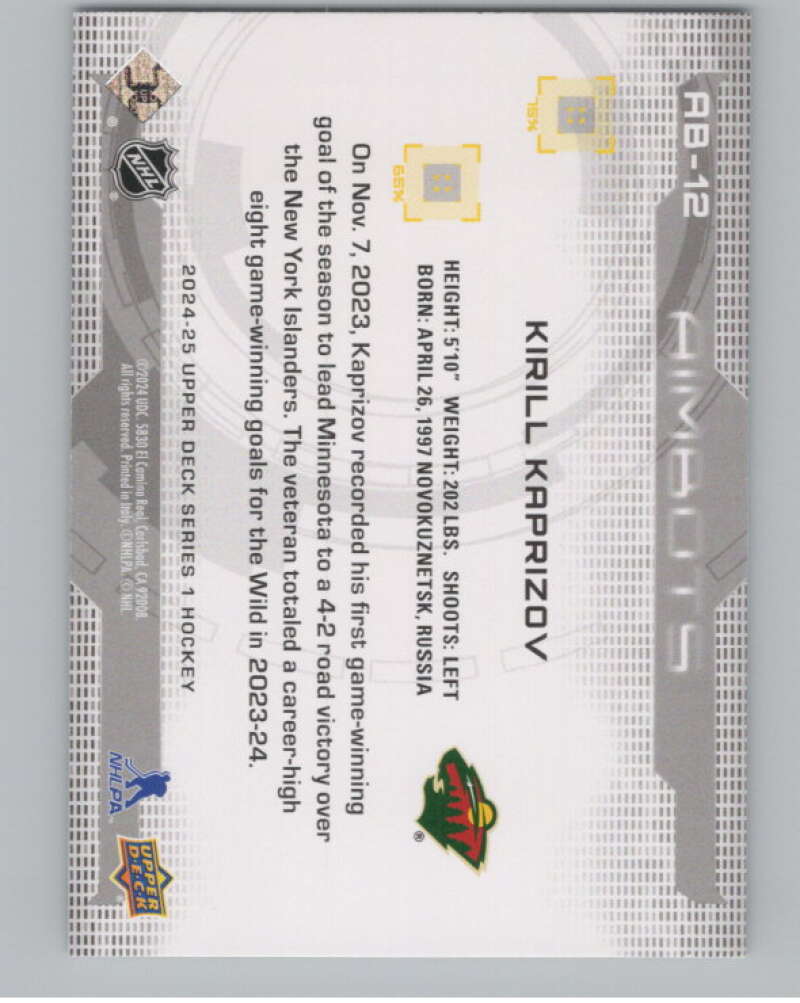 2024-25 Upper Deck Aimbot #AB-12 Kirill Kaprizov  Minnesota Wild  V102133 Image 2