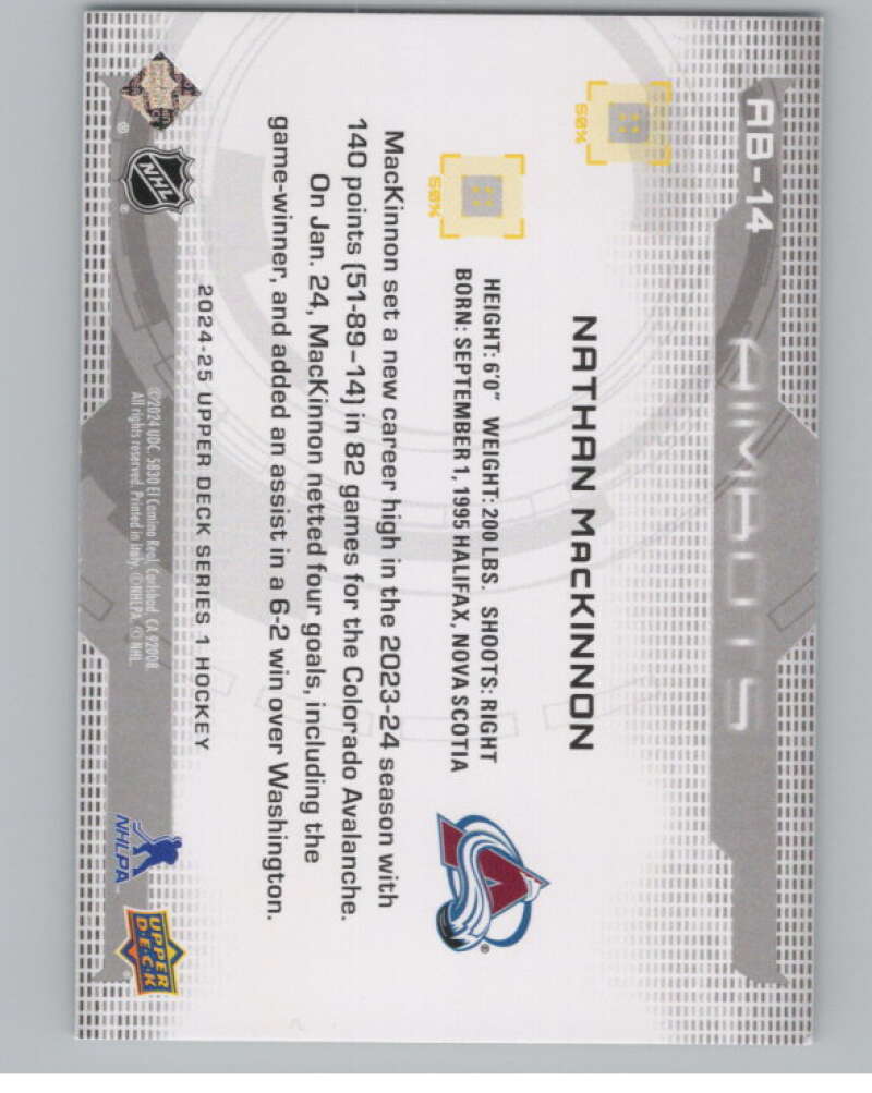 2024-25 Upper Deck Aimbot #AB-14 Nathan MacKinnon  Colorado Avalanche  V102134 Image 2