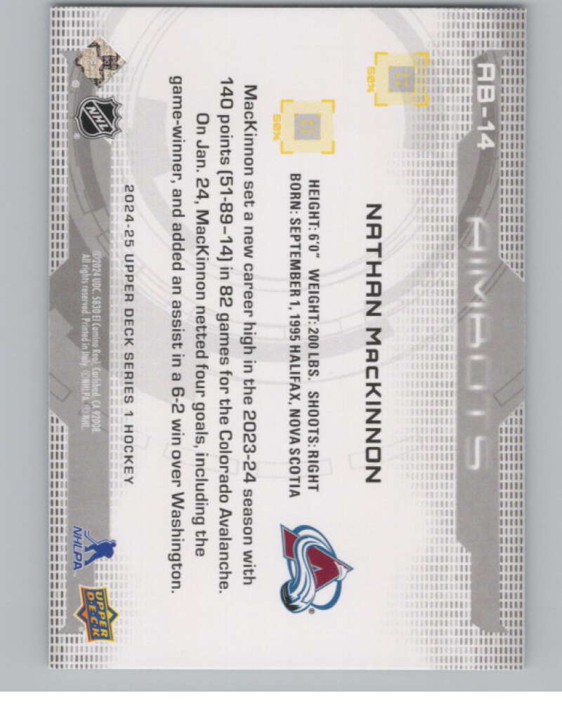 2024-25 Upper Deck Aimbot #AB-14 Nathan MacKinnon  Colorado Avalanche  V102136 Image 2