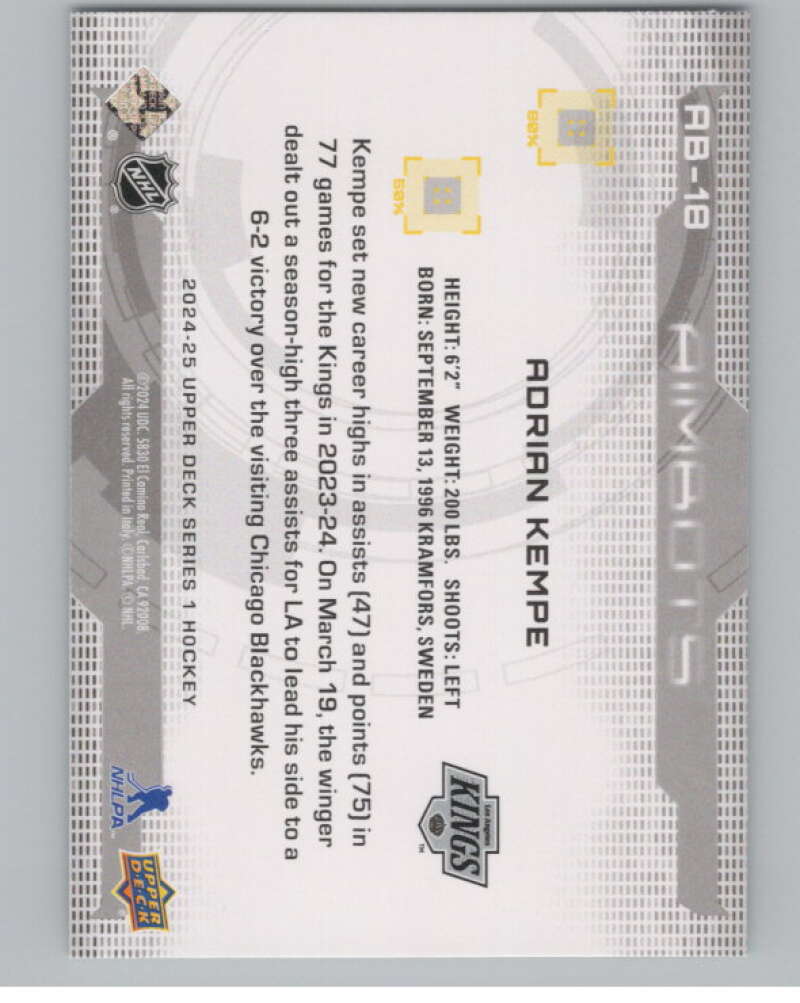 2024-25 Upper Deck Aimbot #AB-18 Adrian Kempe  Los Angeles Kings  V102138 Image 2