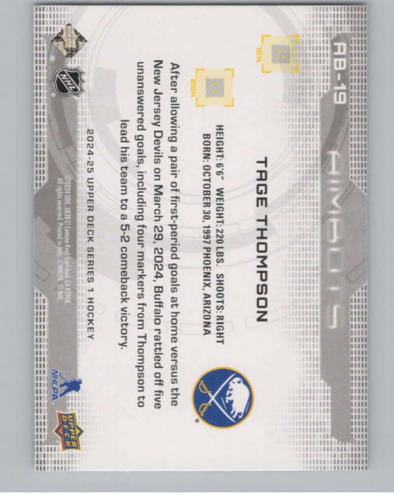 2024-25 Upper Deck Aimbot #AB-19 Tage Thompson  Buffalo Sabres  V102139 Image 2