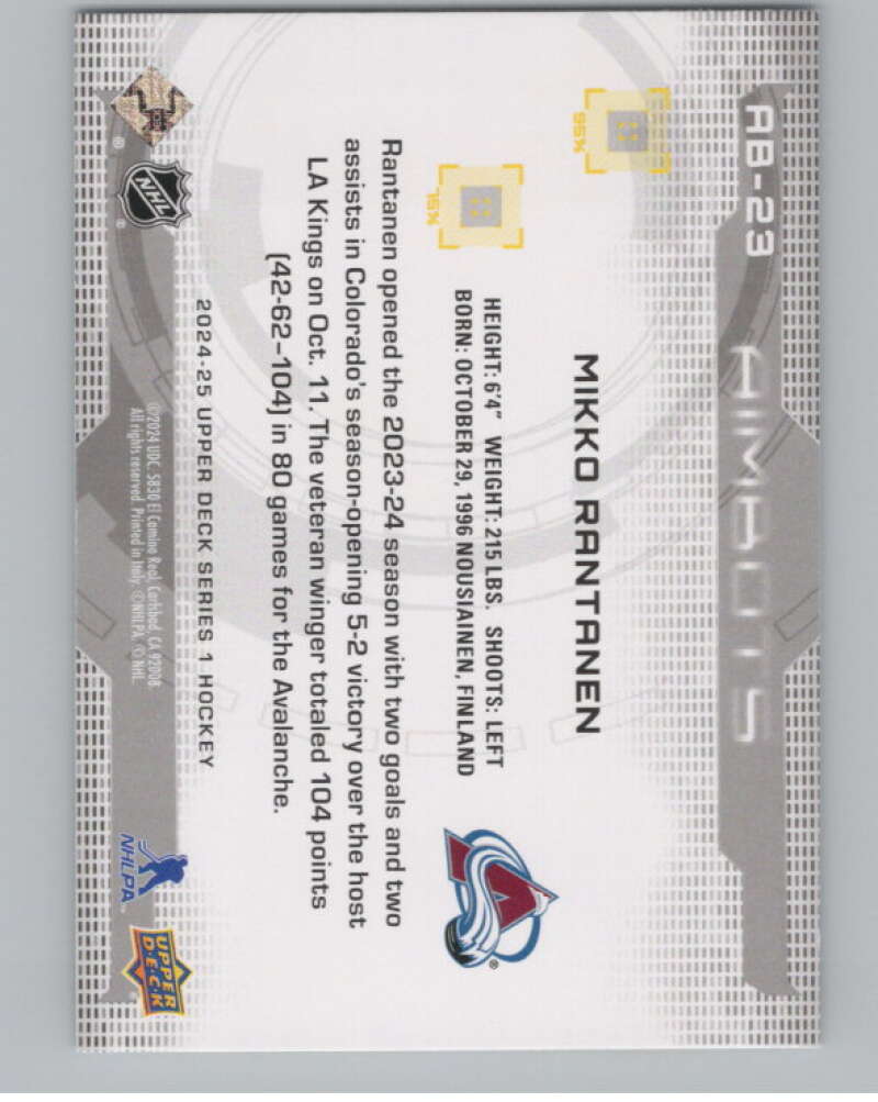 2024-25 Upper Deck Aimbot #AB-23 Mikko Rantanen  Colorado Avalanche  V102140 Image 2